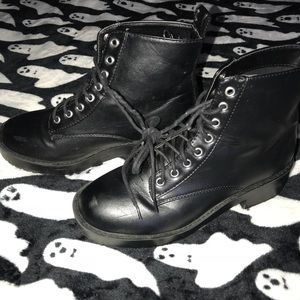 Black combat boots